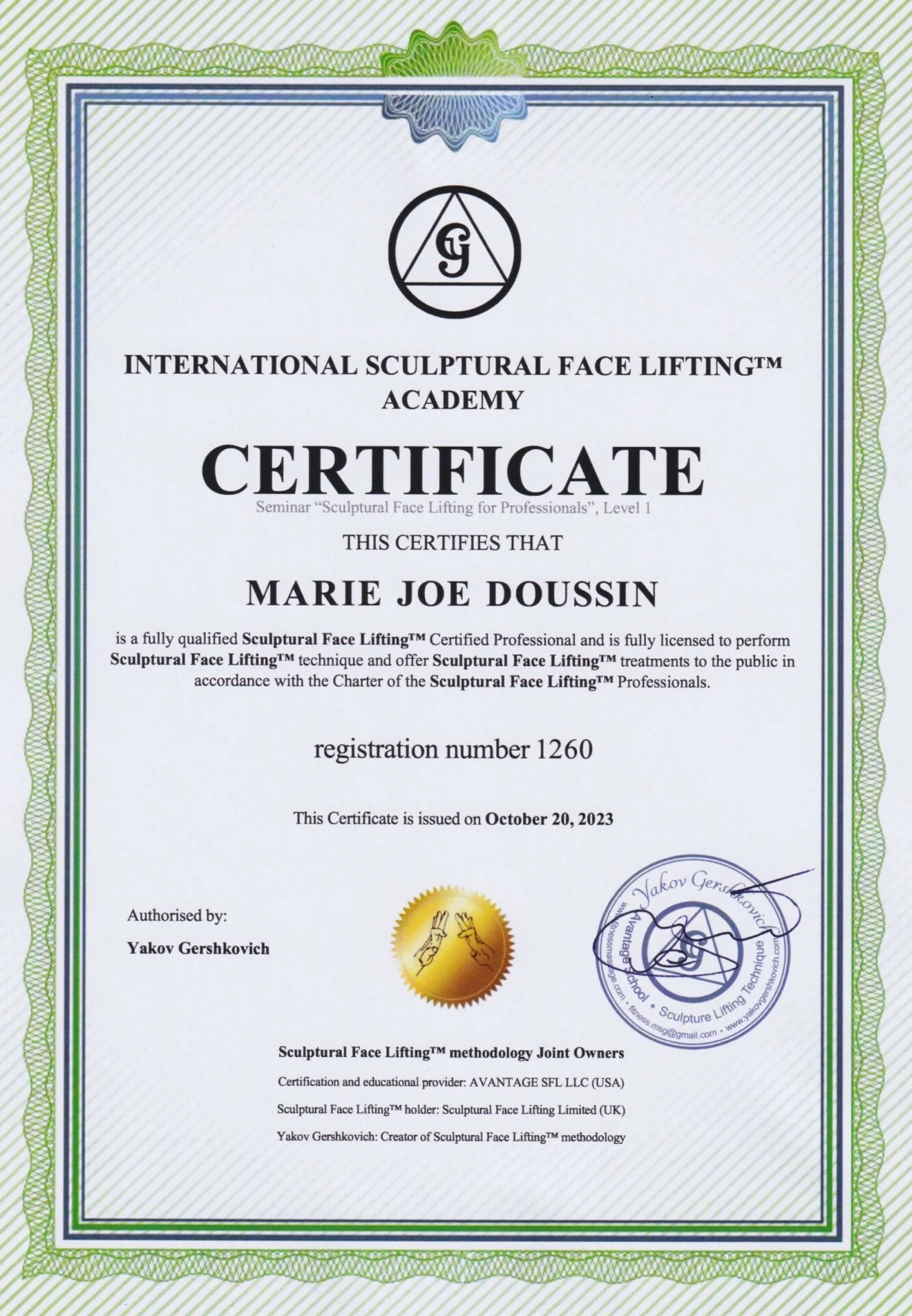Sculptural Face Lifting Certificat Studio Maje